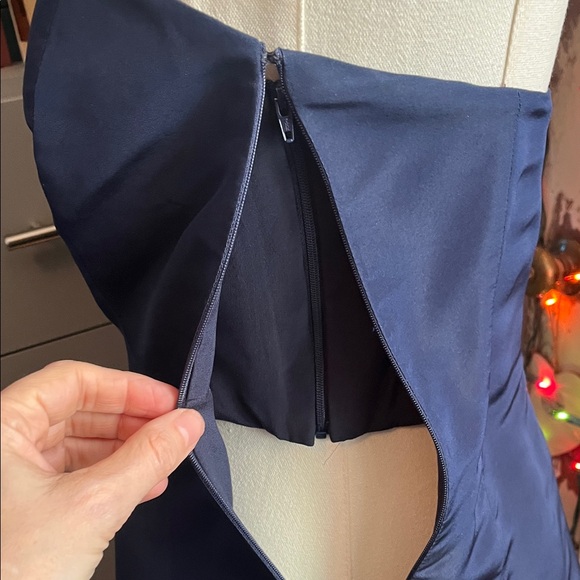 Rosie Assoulin Midnight Blue Strapless peplum Top - Picture 6 of 7